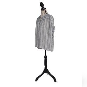 cloth & stone Dolman Short Sleeve Button Up Oversized Navy Top Size M